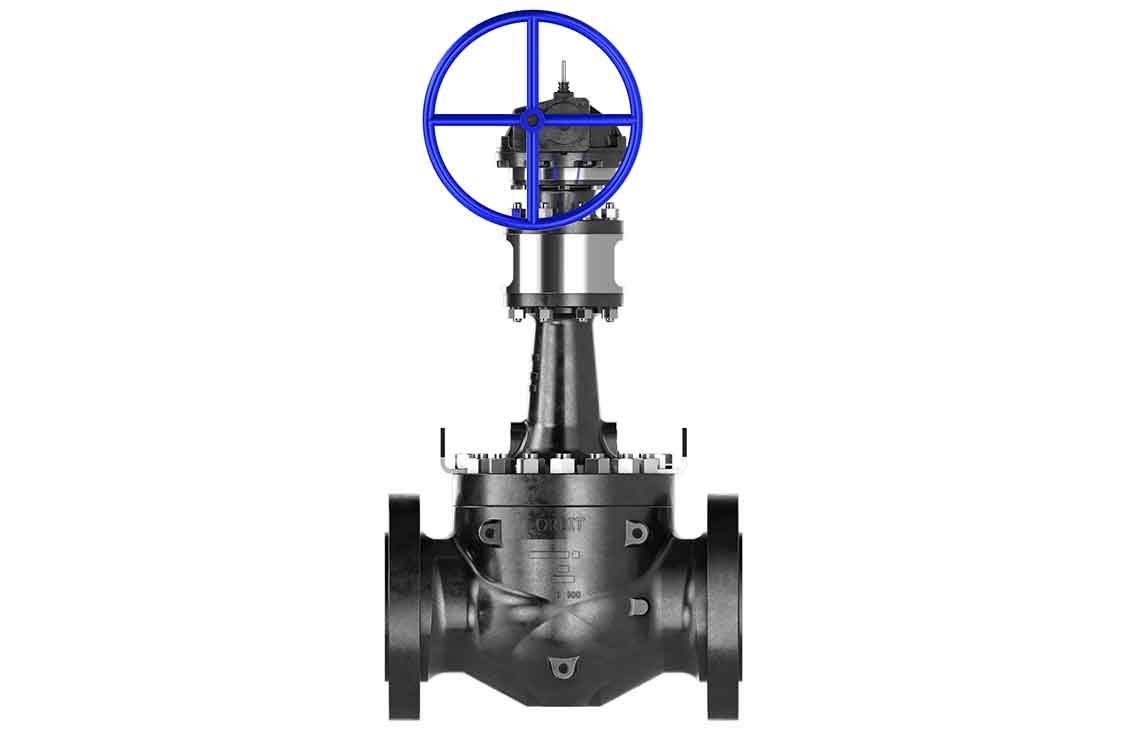 Cutaway of the Orbit rising stem ball valve.